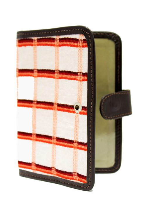 Vibrant Textile Pattern & Leather "Passport Holder With Clasp"