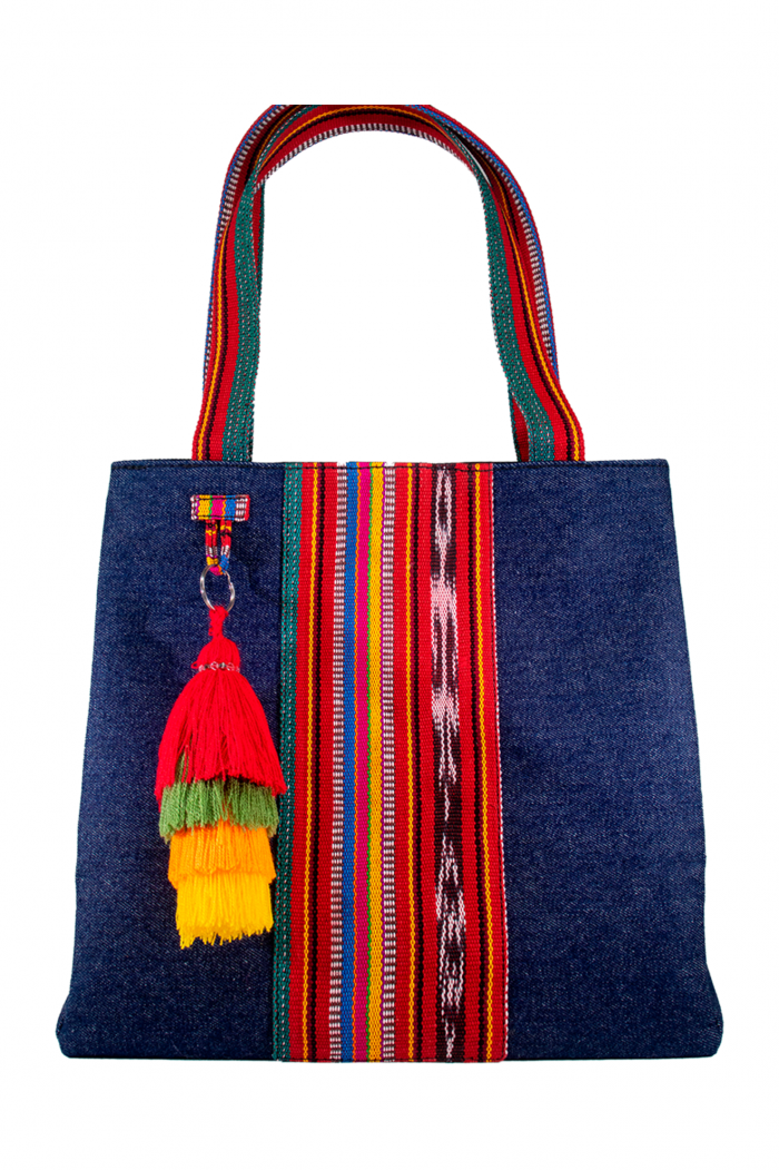 Denim & Handwoven Textile Shoulder Bag "Tivoli"