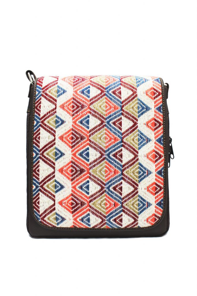 Leather & Mayan Textile Shoulder Bag “Yakarta” - Etzbal | Handmade in ...