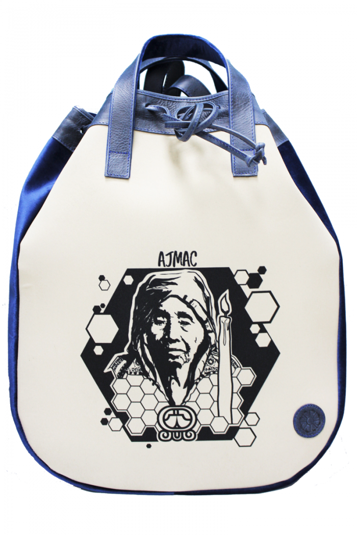 Maya Nahualt Navy Velvet & Leather Backpack "AJMAC"