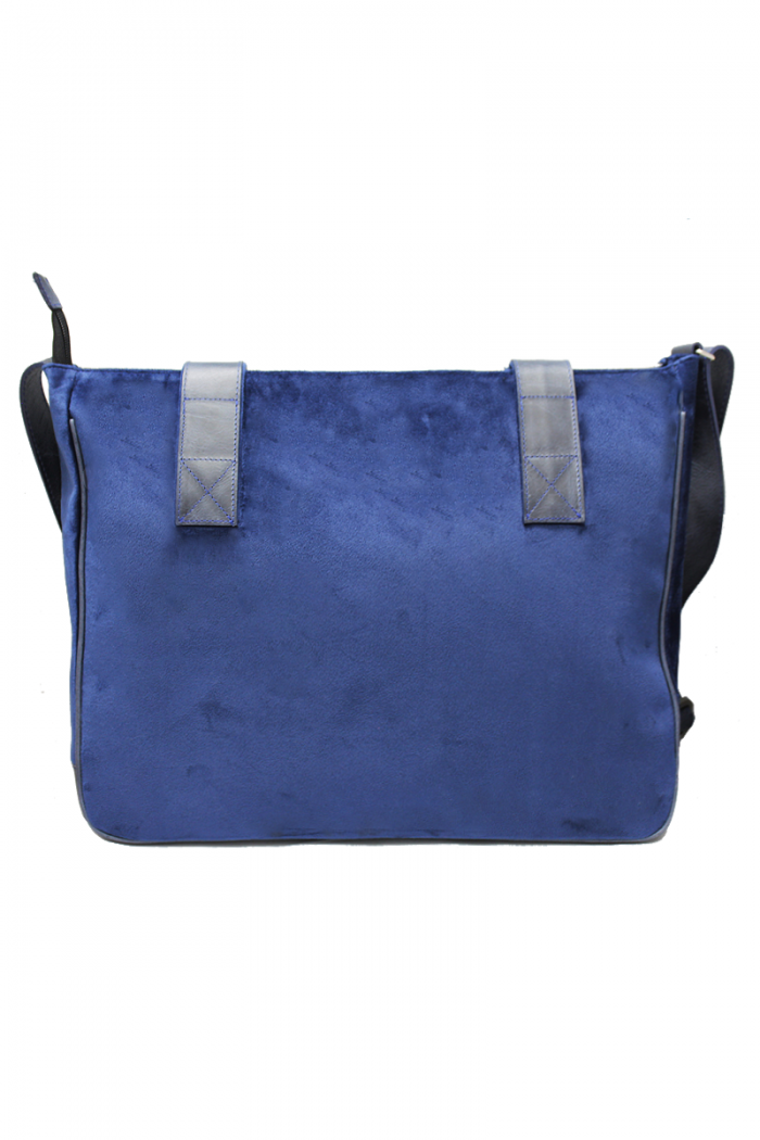 Maya Nahualt Blue Velvet & Leather Messenger Bag “NOJ” - Etzbal ...