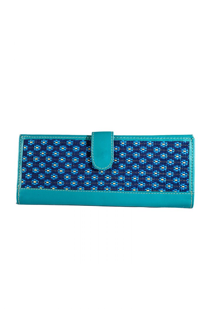 Vibrant Handwoven Textile & Leather "Checkbook Holder"