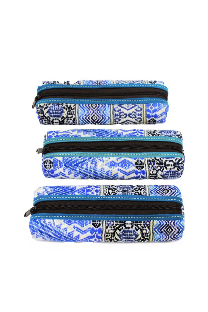 Leather & Colorful Handwoven Guatemalan Textiles "Cosmetic Pouches"