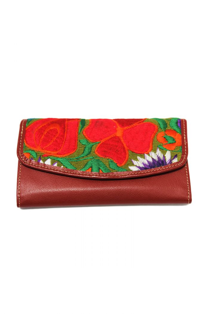 Handwoven Colorful Textiles & Leather "Magnetic Wallet"