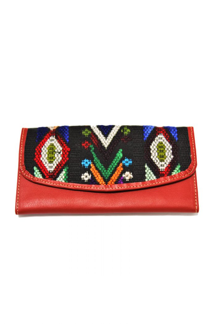 Handwoven Colorful Textiles & Leather "Magnetic Wallet"