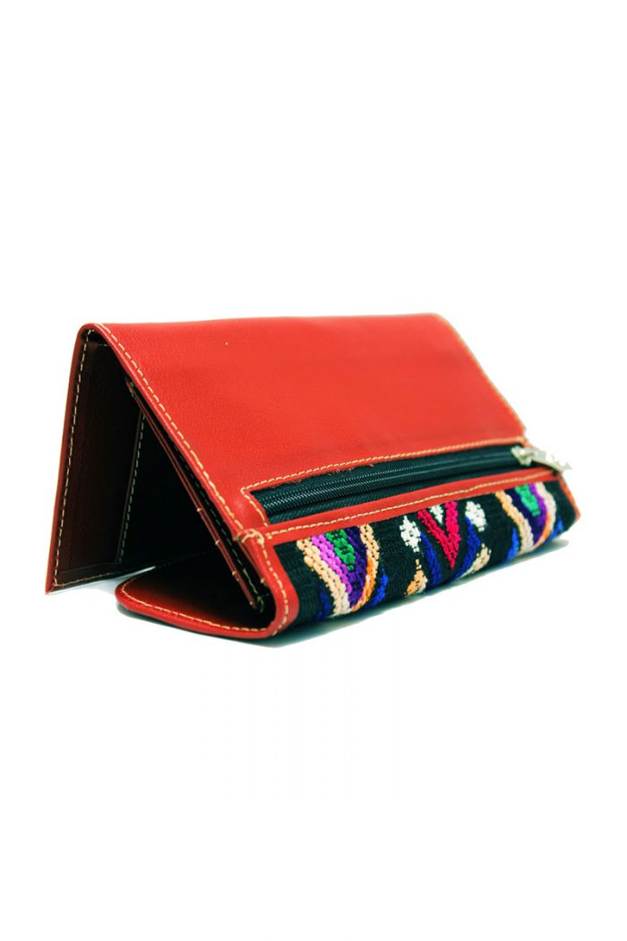 Handwoven Colorful Textiles & Leather "Magnetic Wallet"