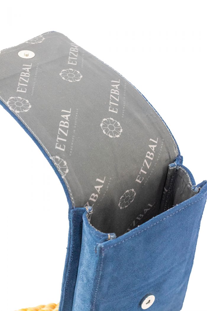 Blue Suede Crossbody Sling Bag "Calipso"