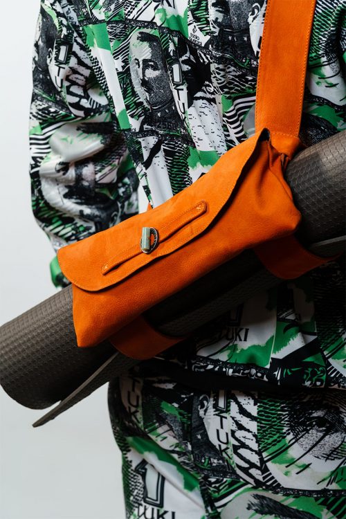 Orange Leather Crossbody Yoga Mat Holder Bag "Yogi"