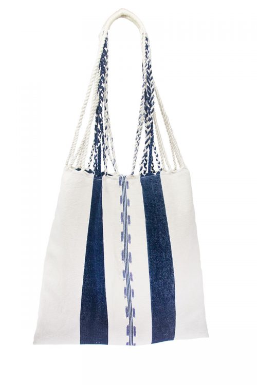 Blue-tinted Cotton Textile Boho Bag "Blue Moon"